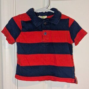 🐲3 FOR $9🦄 Crazy 8 Wide Striped Navy Collared Short Sleeve Polo Shirt Top Tee